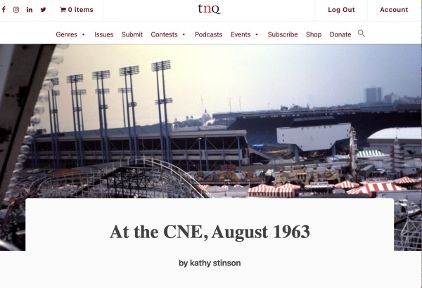 Screenshot from TNQ with the title "At the CNE, August 1963" by kathy stinson